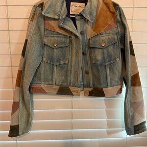 Free people- denim and suede Patchwork Jacket